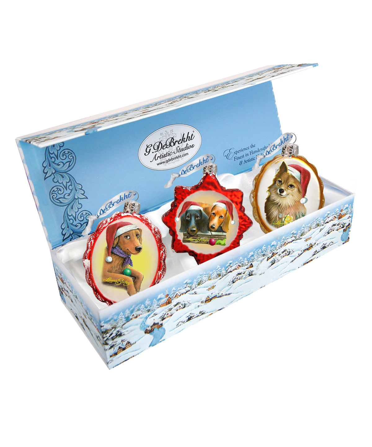 Doggy Mercury Glass Ornaments - Christmas Decor by Laura Seeley - 770144S3-LS
