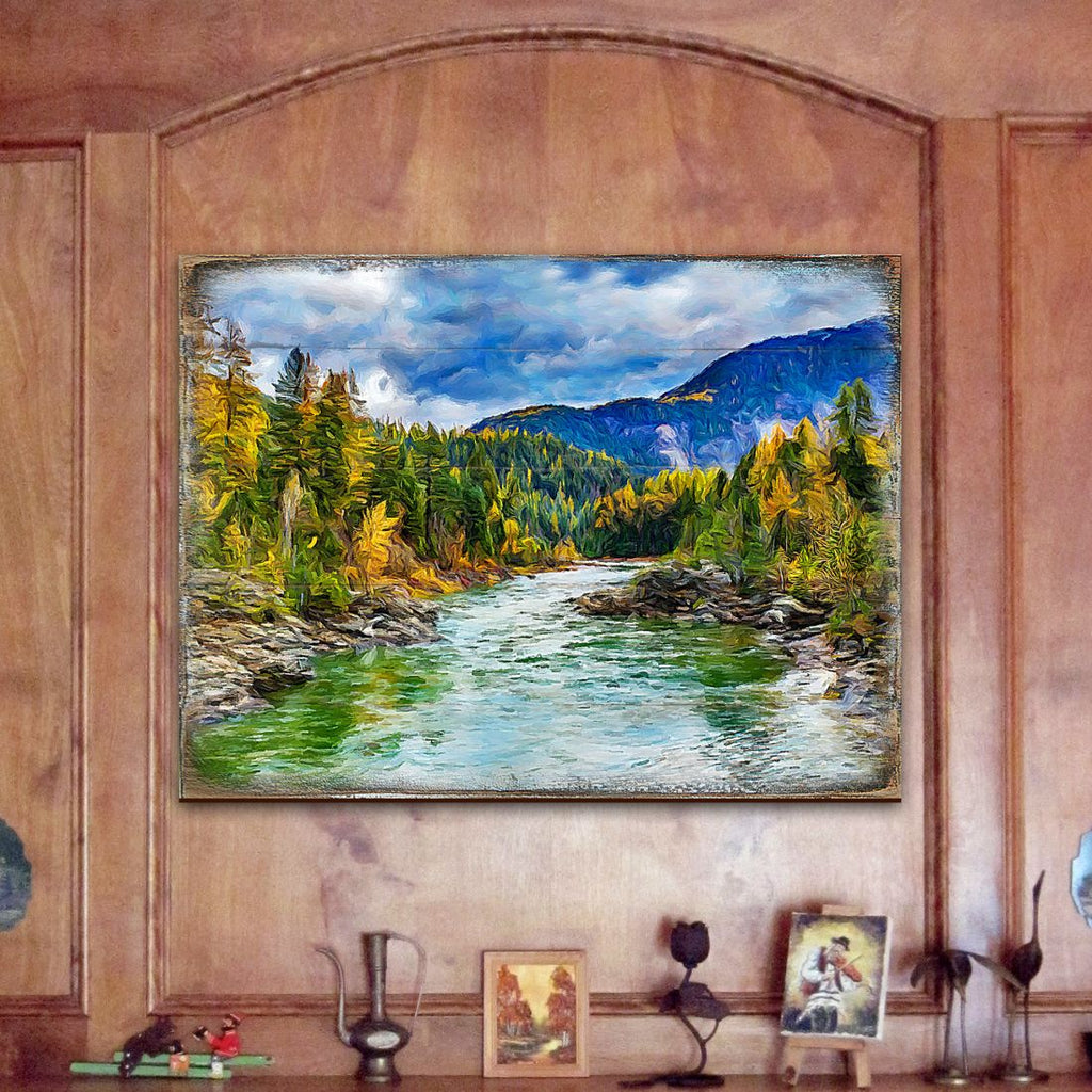 Forest River Art Wooden Wall Art by Nature Wonders - Nature Wildlife Décor  - 95246B