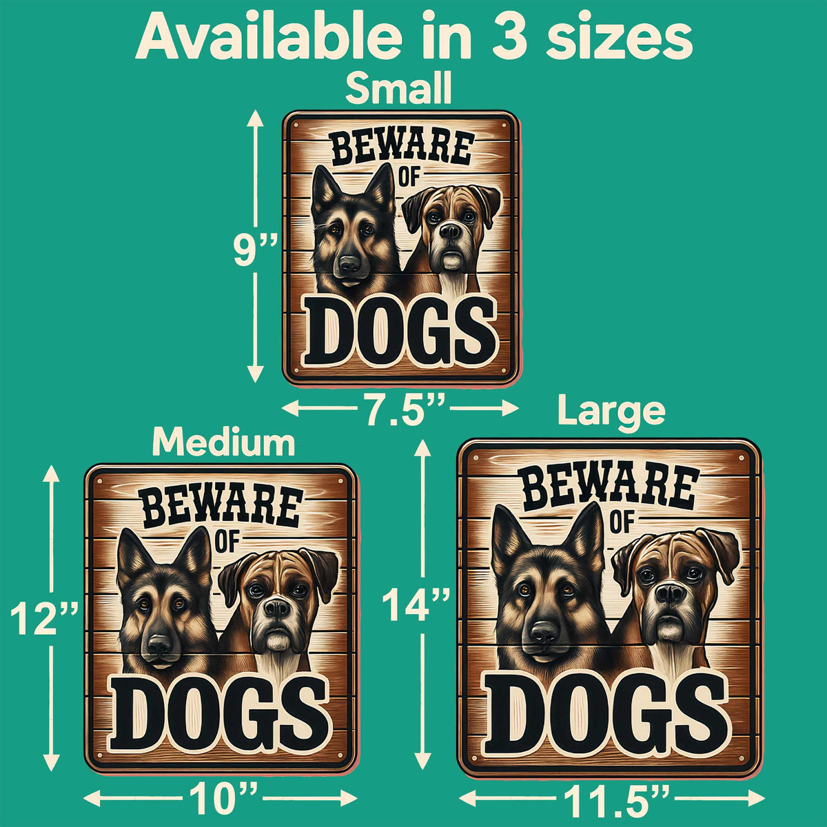Beware of Dogs Wooden Sign – Handcrafted Birch Plywood Wall Décor – Indoor & Outdoor UV-Coated Dog Warning Sign – Made in USA - 961062
