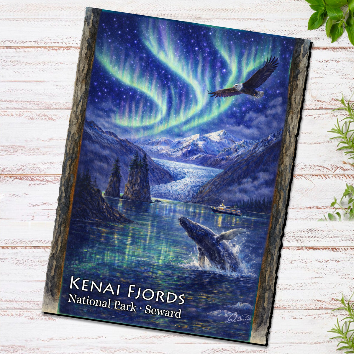 Aurora Borealis Glacier & Whale Art Card by G. Debrekht - 97115GC