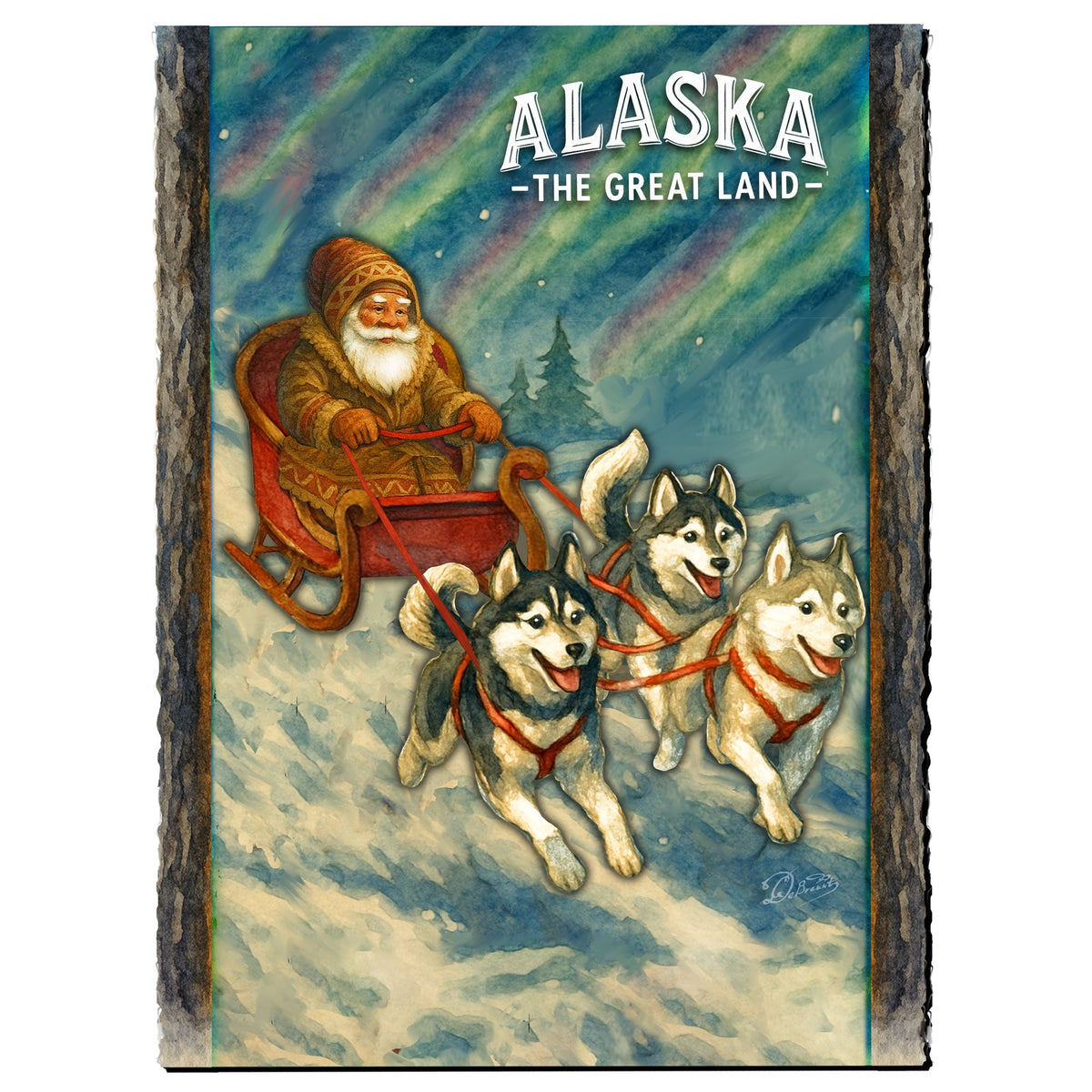 Northern Lights Sleigh Ride Greeting Card by G. Debrekht - 97125GC