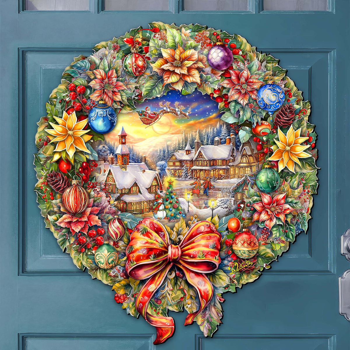 Christmas Wreath 36"-Inch Outdoor Indoor Decor Wooden Christmas Decoration by G. Debrekht - Christmas Decor - 8652802F