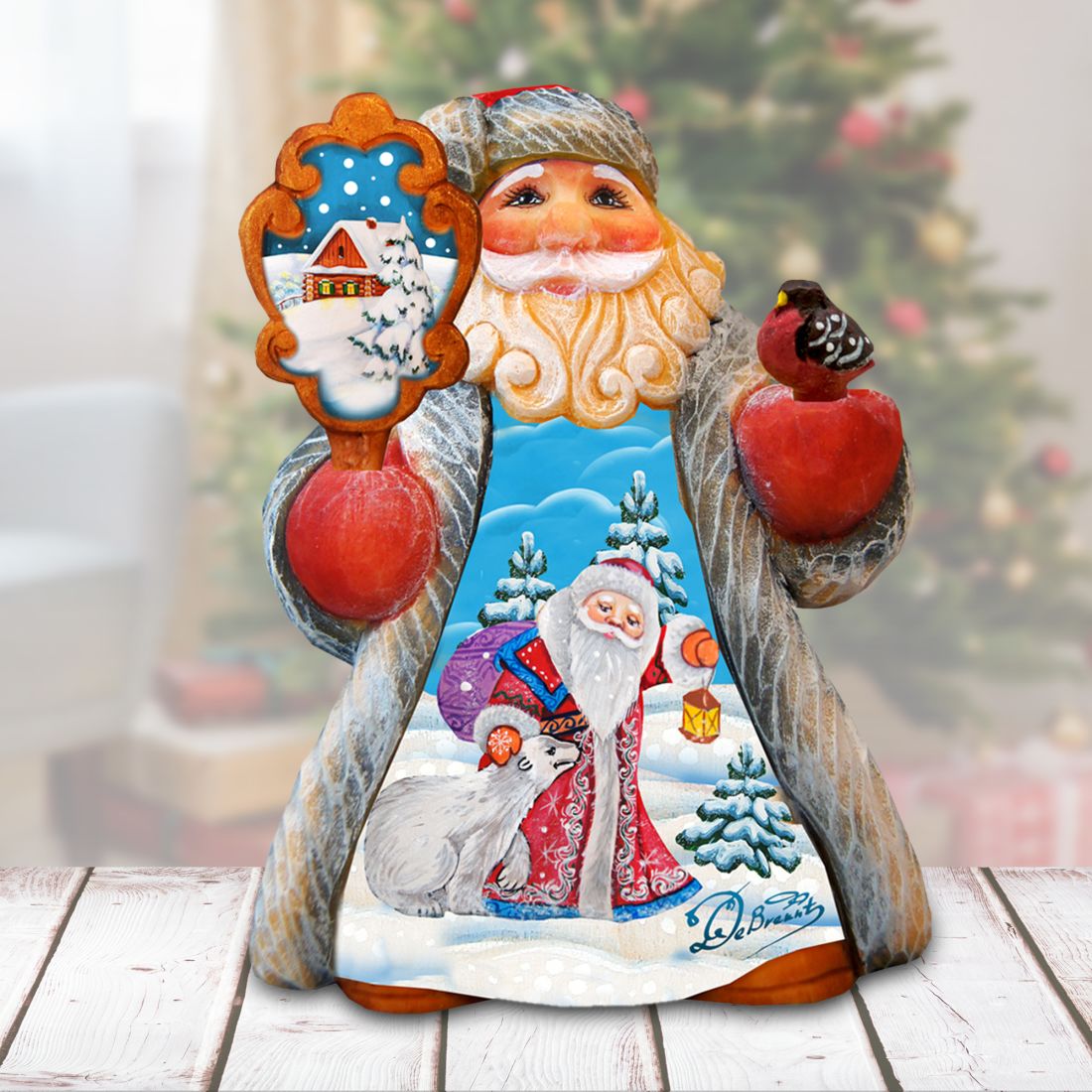 Polar Bear Tiny Tale Santa Handcrafted Christmas Figurine - G. DeBrekht - Christmas Santa Snowman Decor - 561648
