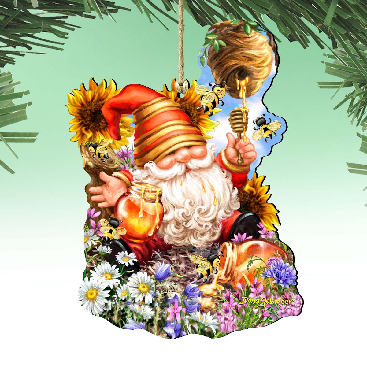 Honeycomb Gnome Dwarf Wooden Ornaments by Gelsinger - Easter Spring Decor - 8461061-DG