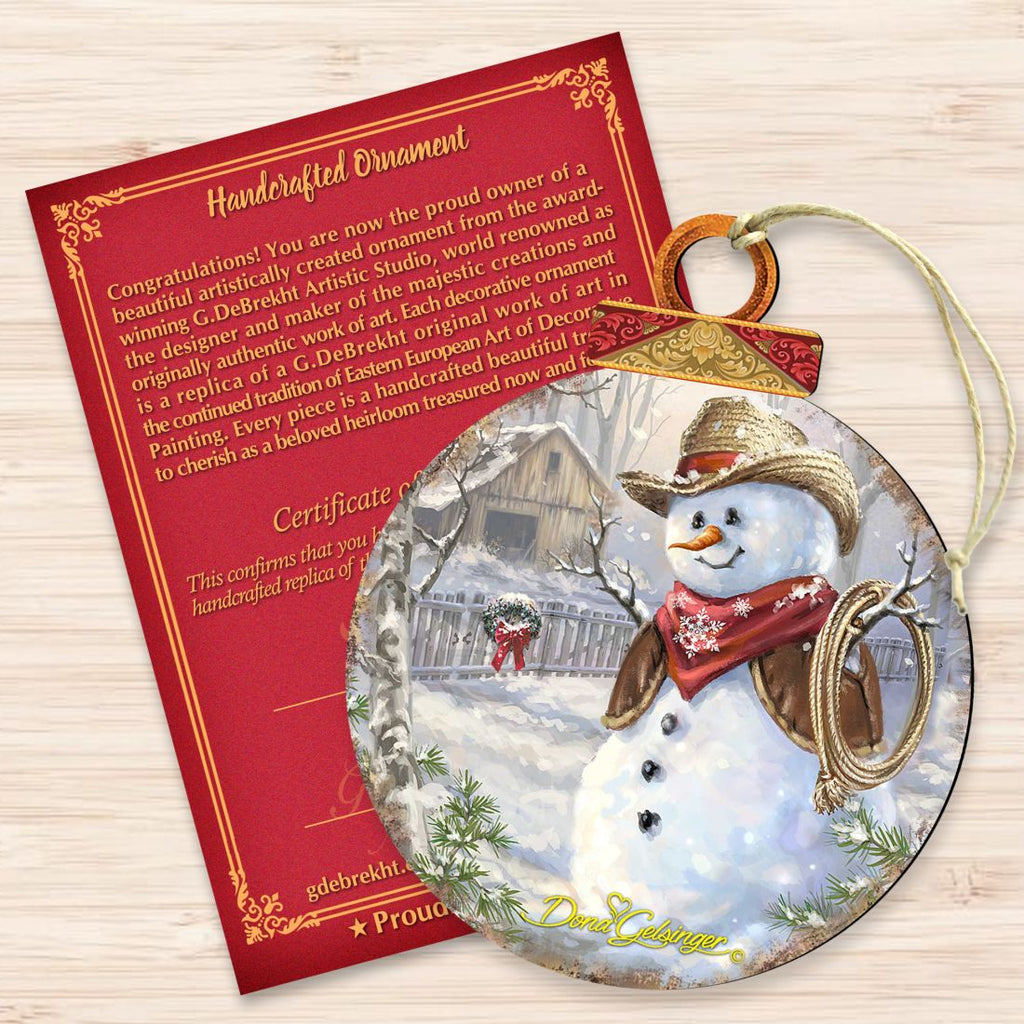 Cowboy Snowman Wooden Ornaments by Gelsinger - Christmas Santa Snowman Decor - 8021115-1541