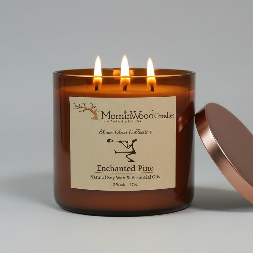 Enchanted Pine-Soy 3-Wick Blown Glass Collection