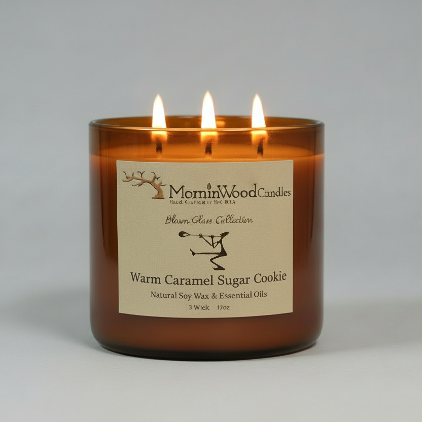 Warm Caramel Sugar Cookie-Soy 3-Wick Blown Glass Collection