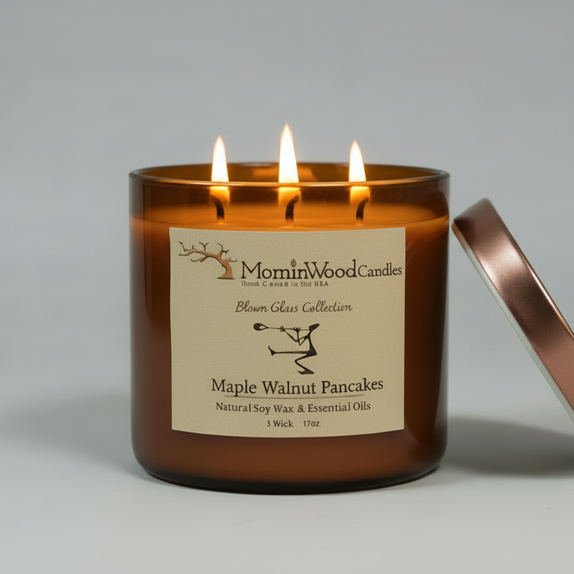 Maple Walnut Pancakes-Soy 3-Wick Blown Glass Collection