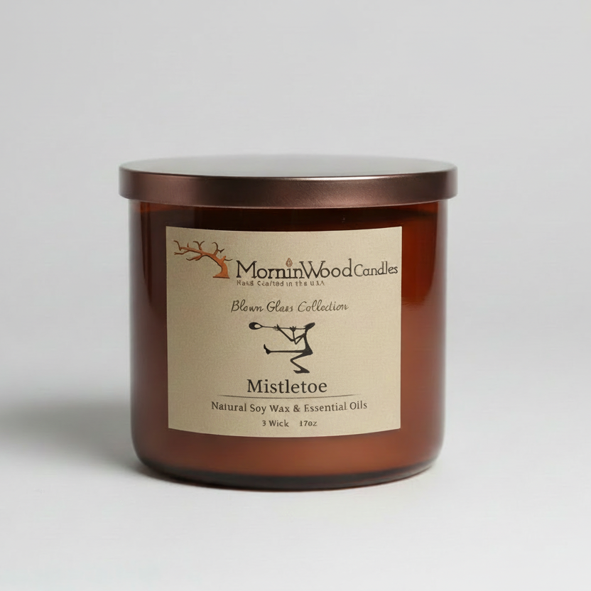 Mistletoe-Soy 3-Wick Blown Glass Collection