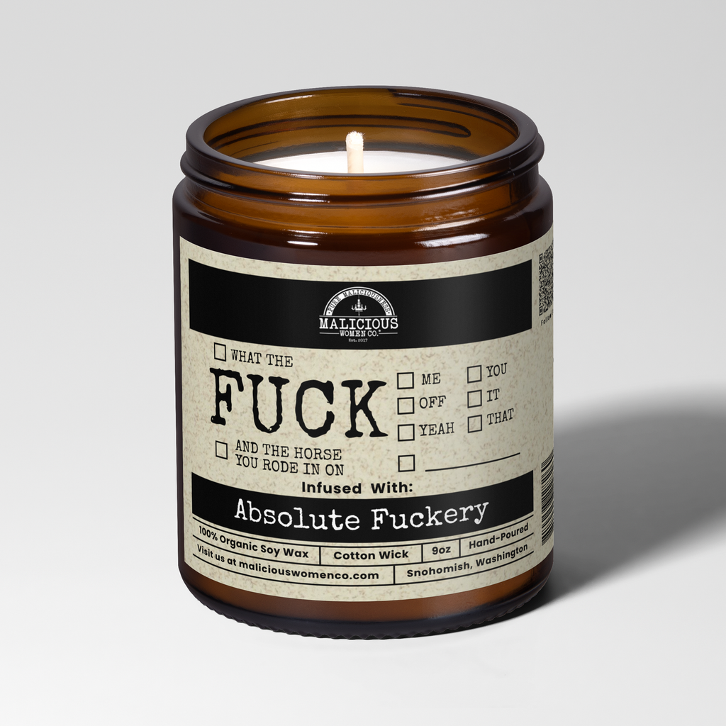 All The F*cks | Scent: Oakmoss & Amber | 9oz Funny Candle | Malicious Women Co