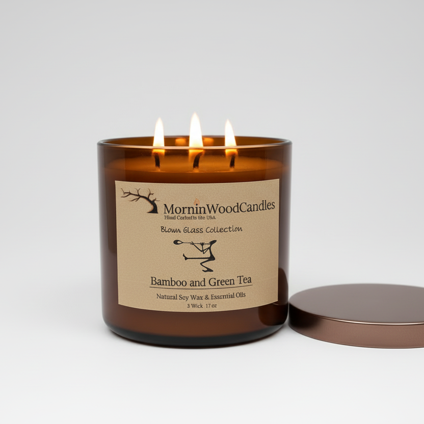 Bamboo & Green Tea-Soy 3-Wick Blown Glass Collection