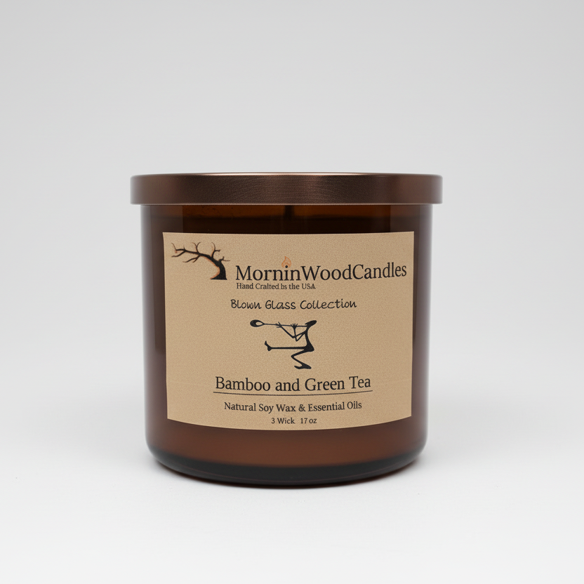 Bamboo & Green Tea-Soy 3-Wick Blown Glass Collection
