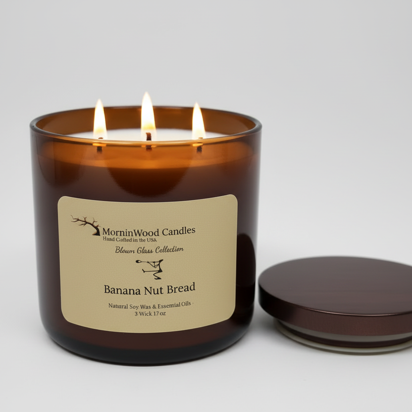 Banana Nut Bread-Soy 3-Wick Blown Glass Collection