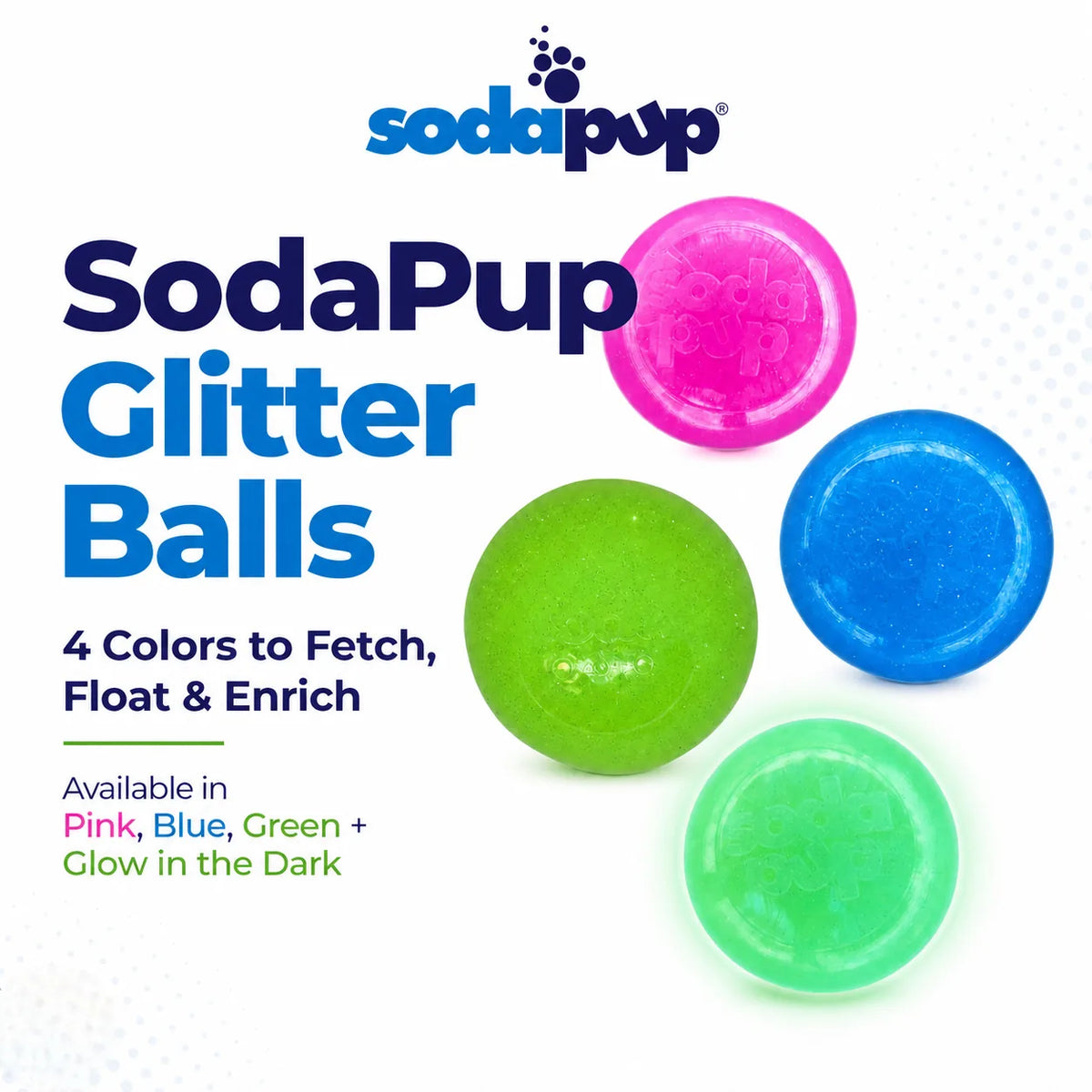 Glitter Ball  Dog Toy | Soft PUP-X Rubber Floating Fetch Ball with Treat Dispenser | USA Made