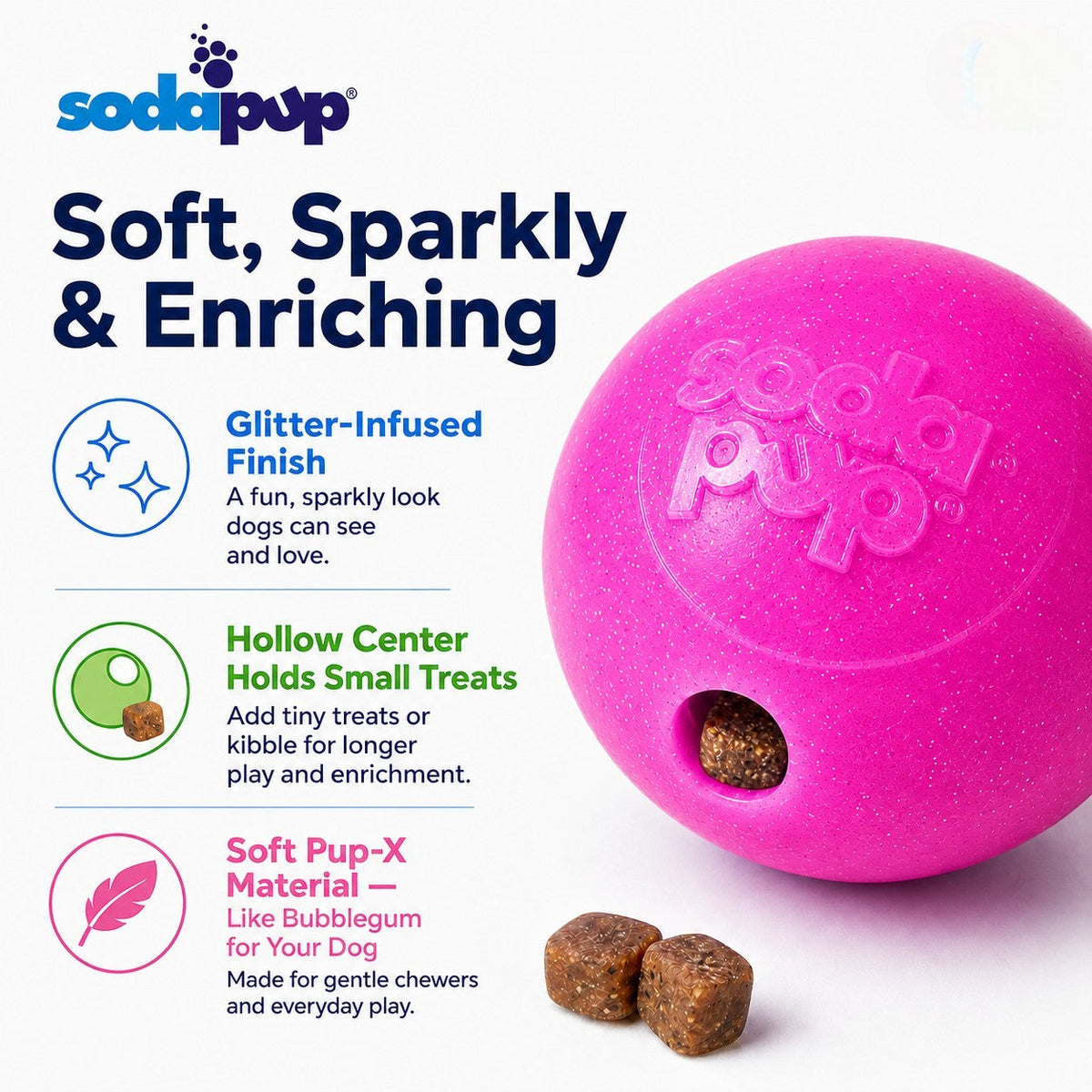 Princess Pack 2-Pack Dog Toy | Pink Glitter Ball + Unicorn Horn Chew Toy | USA Made