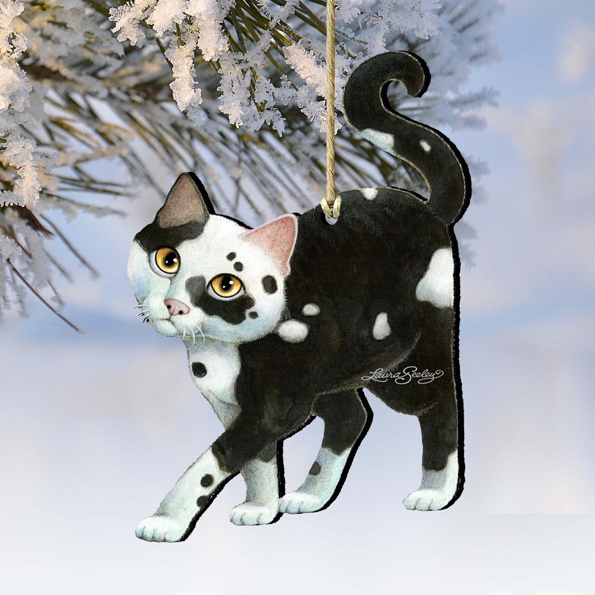 Cookie N Creme Cat Wooden Ornaments by Laura Seeley - Pets Dog and Cats Decor - 8512064-LS