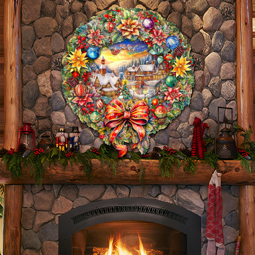 Christmas Wreath 36"-Inch Outdoor Indoor Decor Wooden Christmas Decoration by G. Debrekht - Christmas Decor - 8652802F