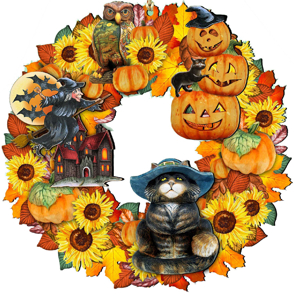 Halloween Holiday Door Wreath by G. DeBrekht - Thanksgiving Halloween Decor - 8185317H