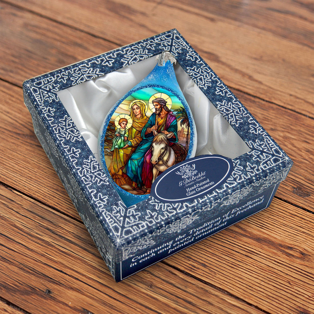 Holy Family Drop Glass Ornament by G. Debrekht - Nativity Holiday Decor - 757-054