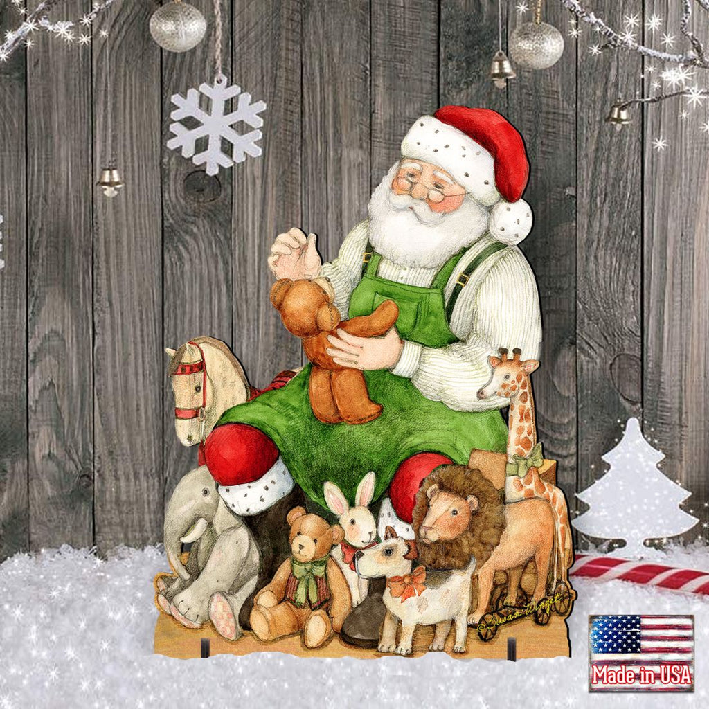 Merry Christmas Outdoor Scene with Santa and Snowman Decor by Susan Winget - 8471102F-SW