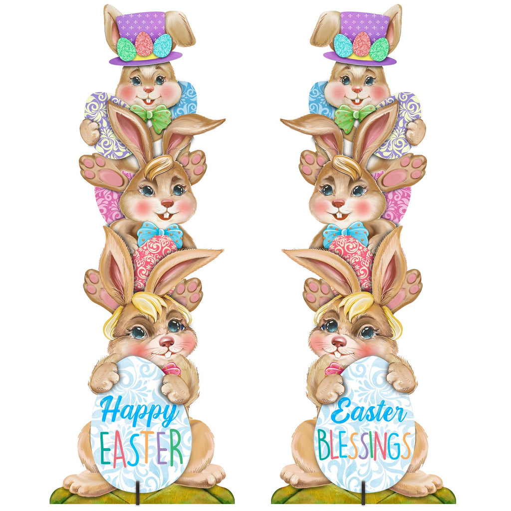 Easter Bunny Decor - Stacking Bunny Set of 2 Family Yard Sign by Jamie Mills-Price - Easter Spring Decor - 8154430F-S2-MP