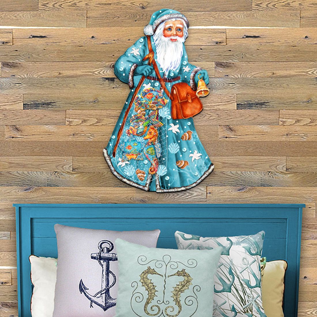 Fishermen Santa Coastal Door Decor by G. DeBrekht - Coastal Holiday Decor - 8124120-2H