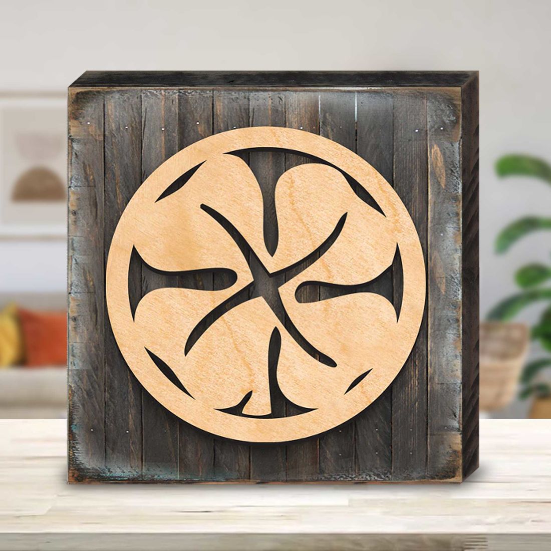 Four Leaf Clover Shamrock Celtic Wooden Wall Art by Celtic Art - Celtic Decor - 953163B