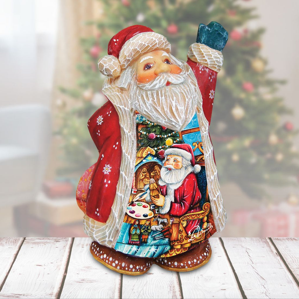 Nativity Workshop Santa Handcrafted Christmas Figurine - G. DeBrekht - Christmas Santa Snowman Decor - 5165122