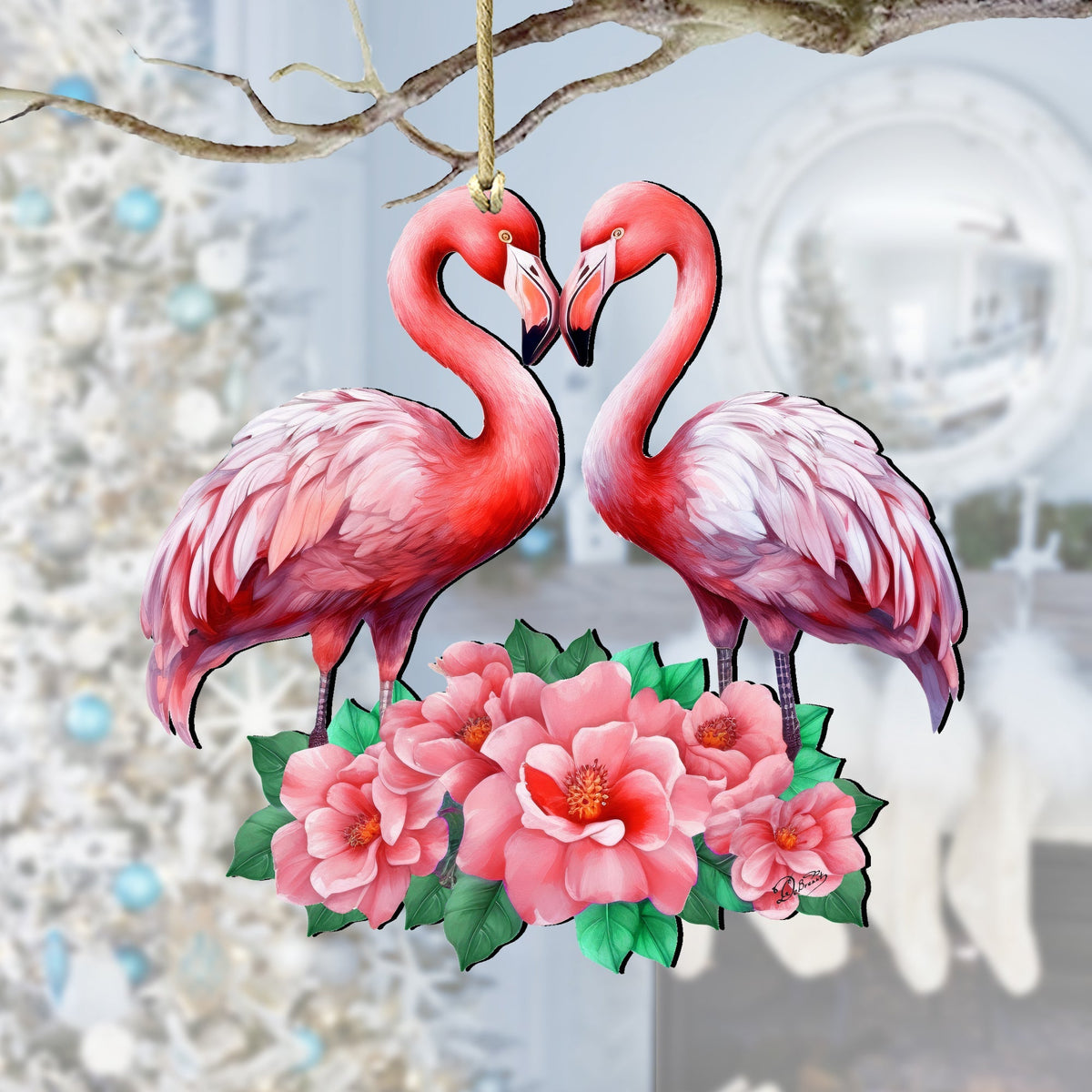 Flamingos Love Wooden Ornaments by G. DeBrekht Love Kids Family Decor - 8611039