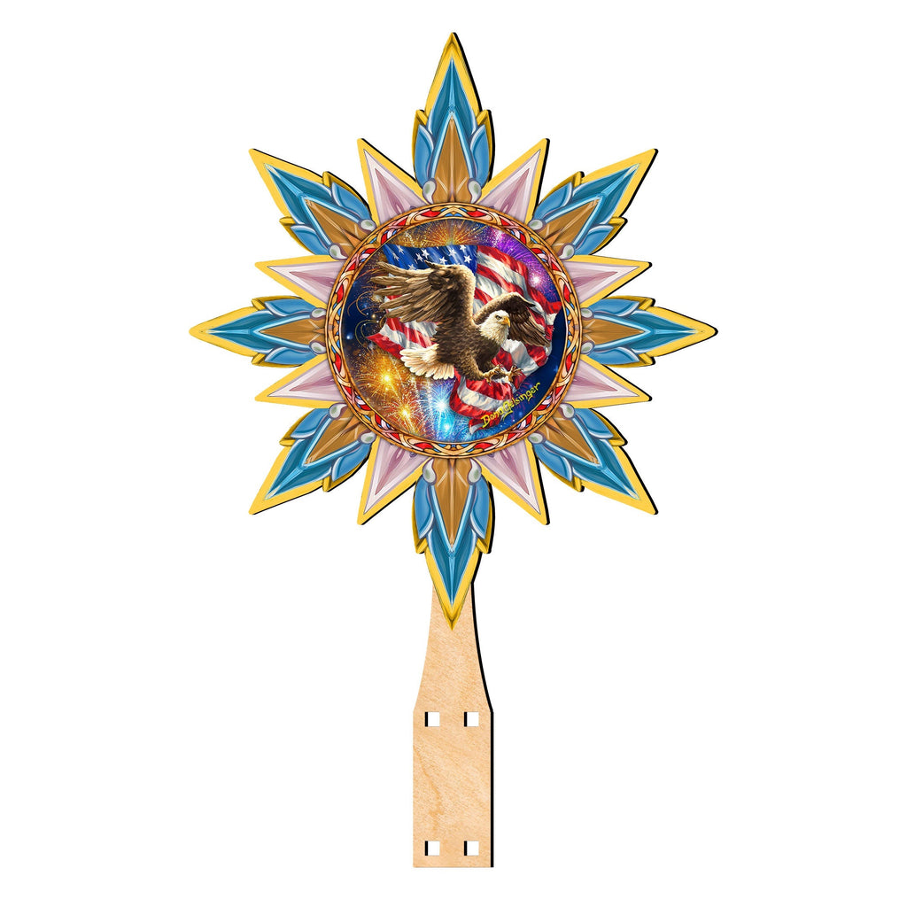 American Patriotic Eagle Tree Topper Wooden Decor by D. Gelsinger -Patriotic Holiday Decor - 89515-DG
