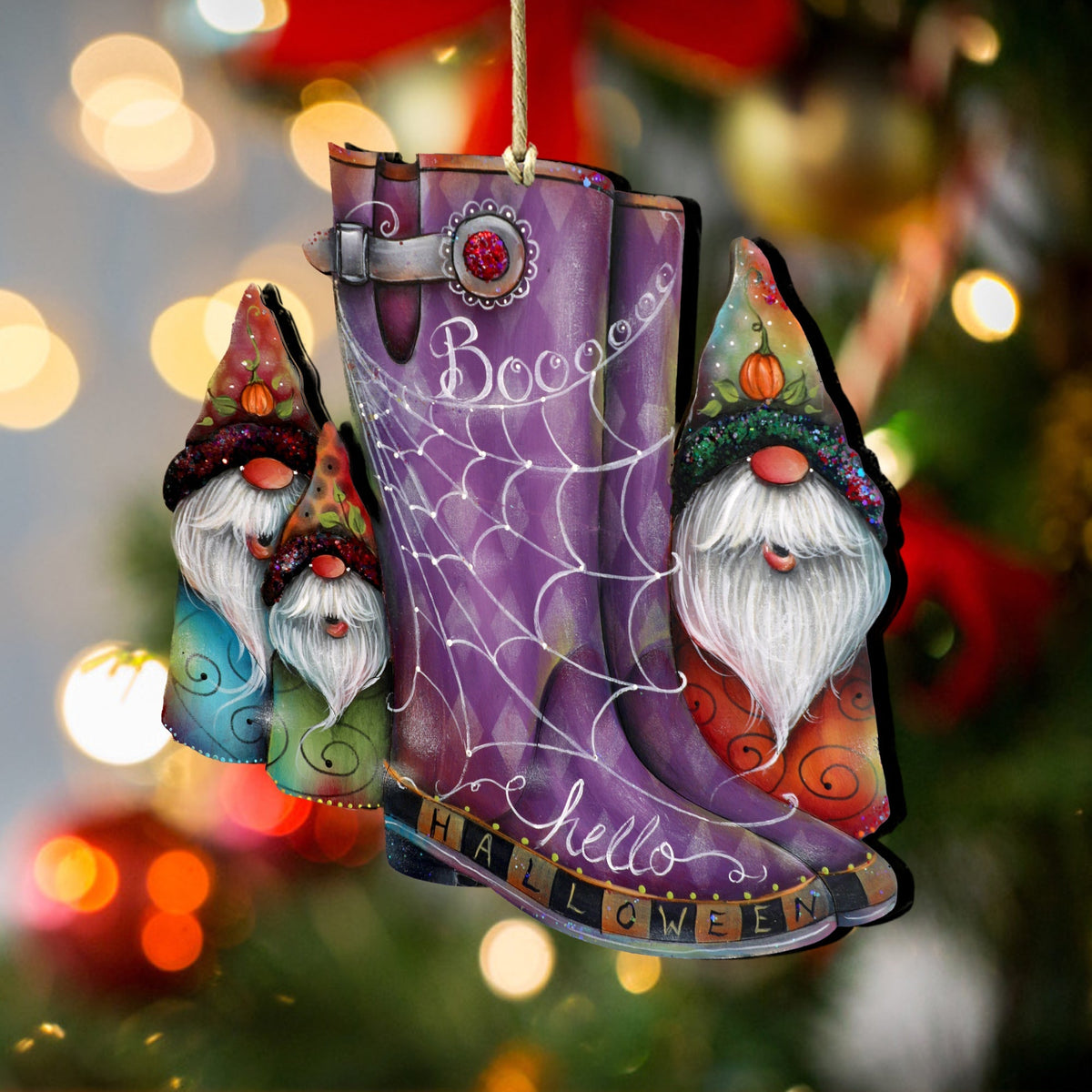 Hello Halloween Boots Wooden Ornaments by Jamie Mills-Price Halloween Decor - 8611062-4-MP