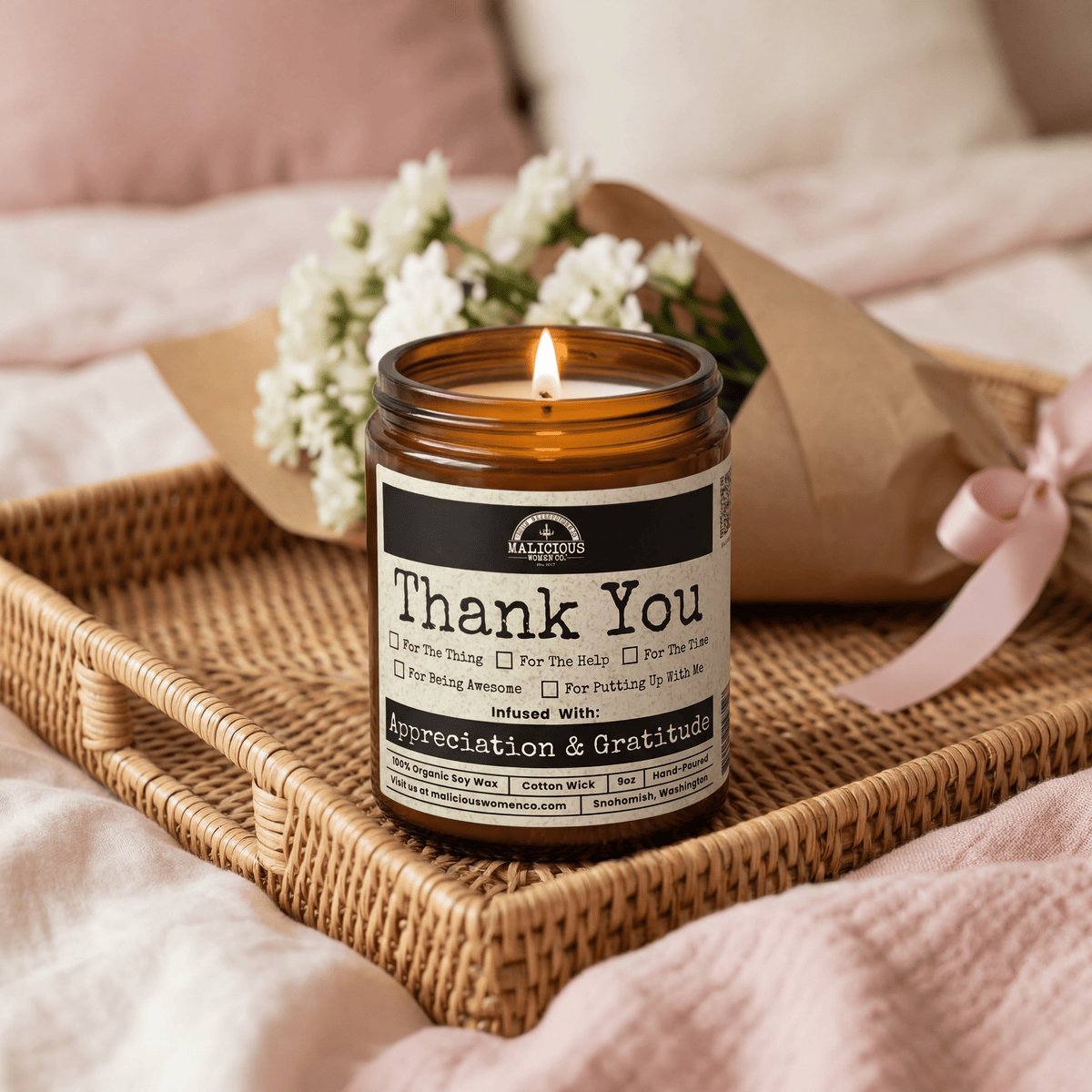 All The Thanks | Scent: Cabernet All Day | 9oz Funny Candle | Malicious Women Co