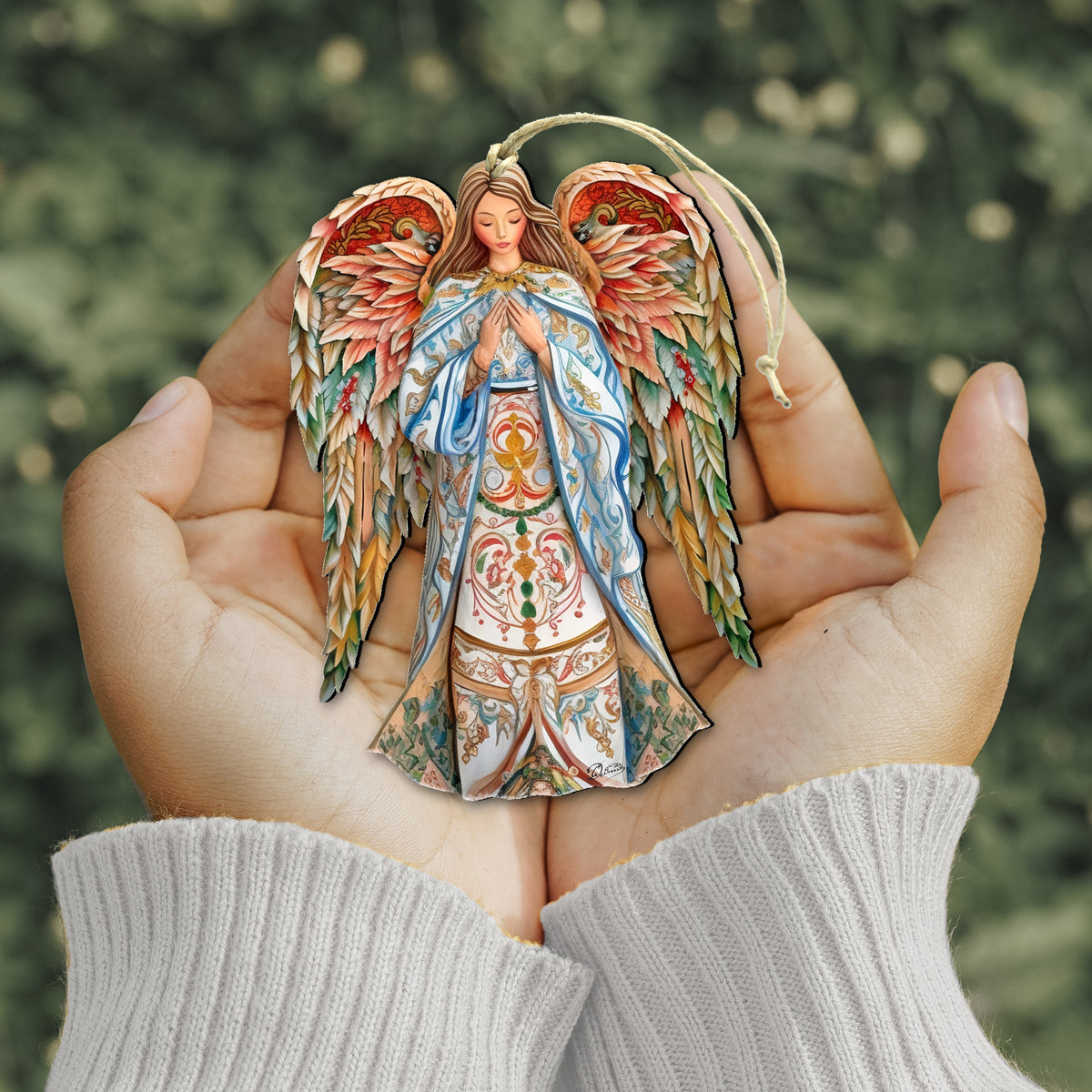 Elegant Angel of Hope Wooden Ornaments by G. DeBrekht Nativity Holiday Decor - 8611073