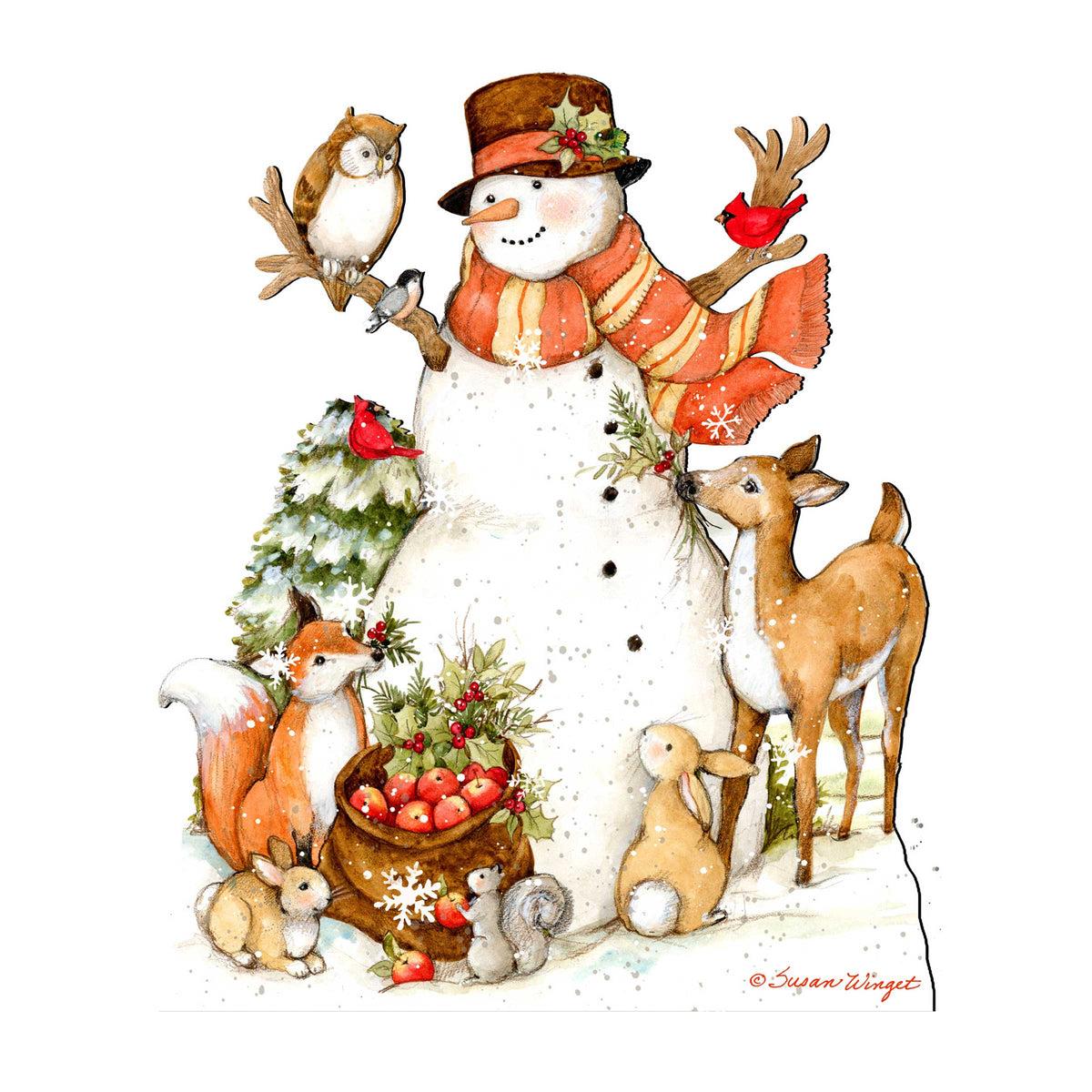 Ivory Snowman Christmas Door Decor by Susan Winget - Christmas Santa and Snowman Decor - 8471107H-SW