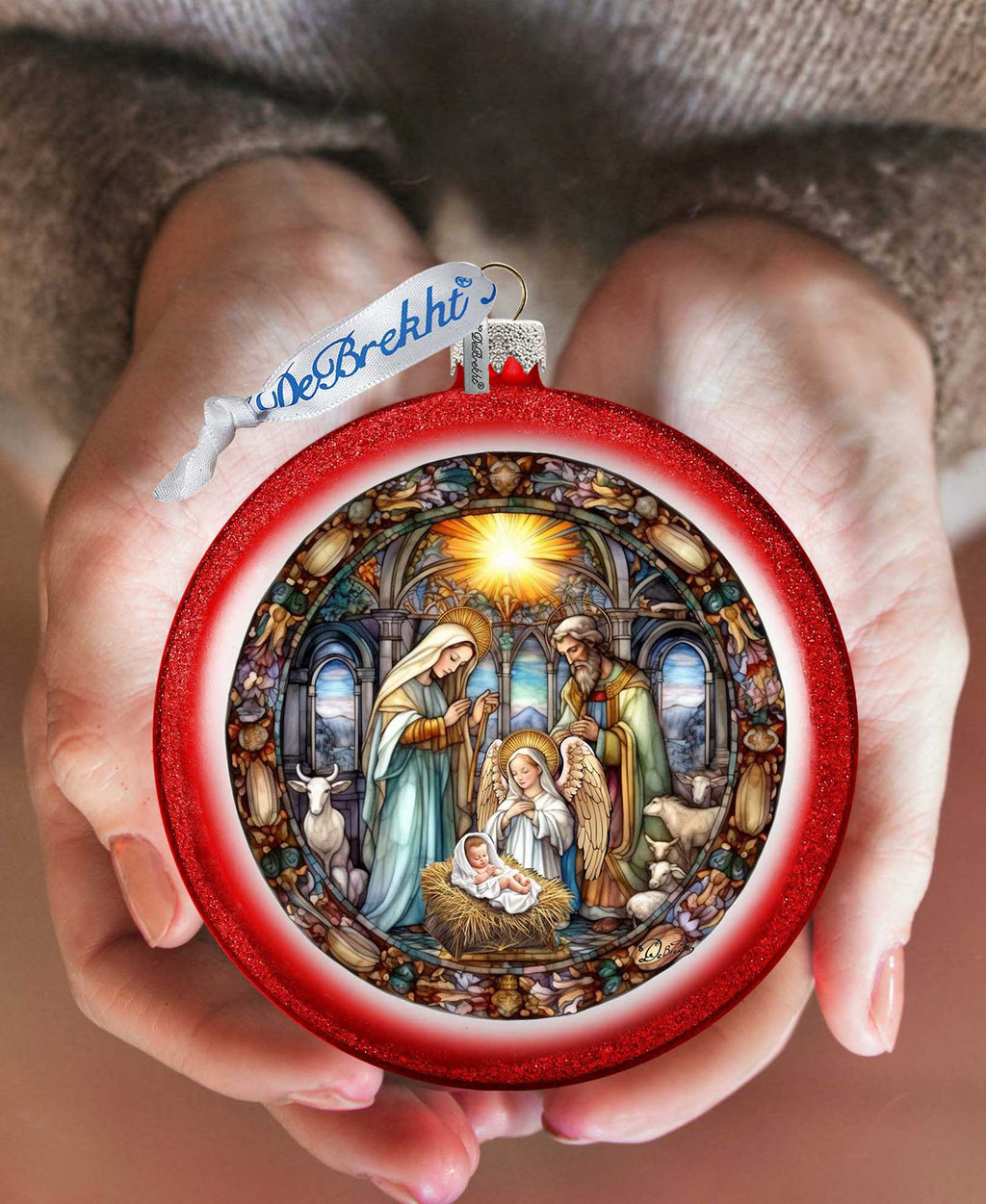 A Guiding Light Nativity Scene Ball Glass Ornament by G. Debrekht - Nativity Holiday Decor - 73566C