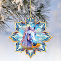 White Horse Snowflake Wooden Ornaments by G. Debrekht - Nature Wildlife Decor - 8688433