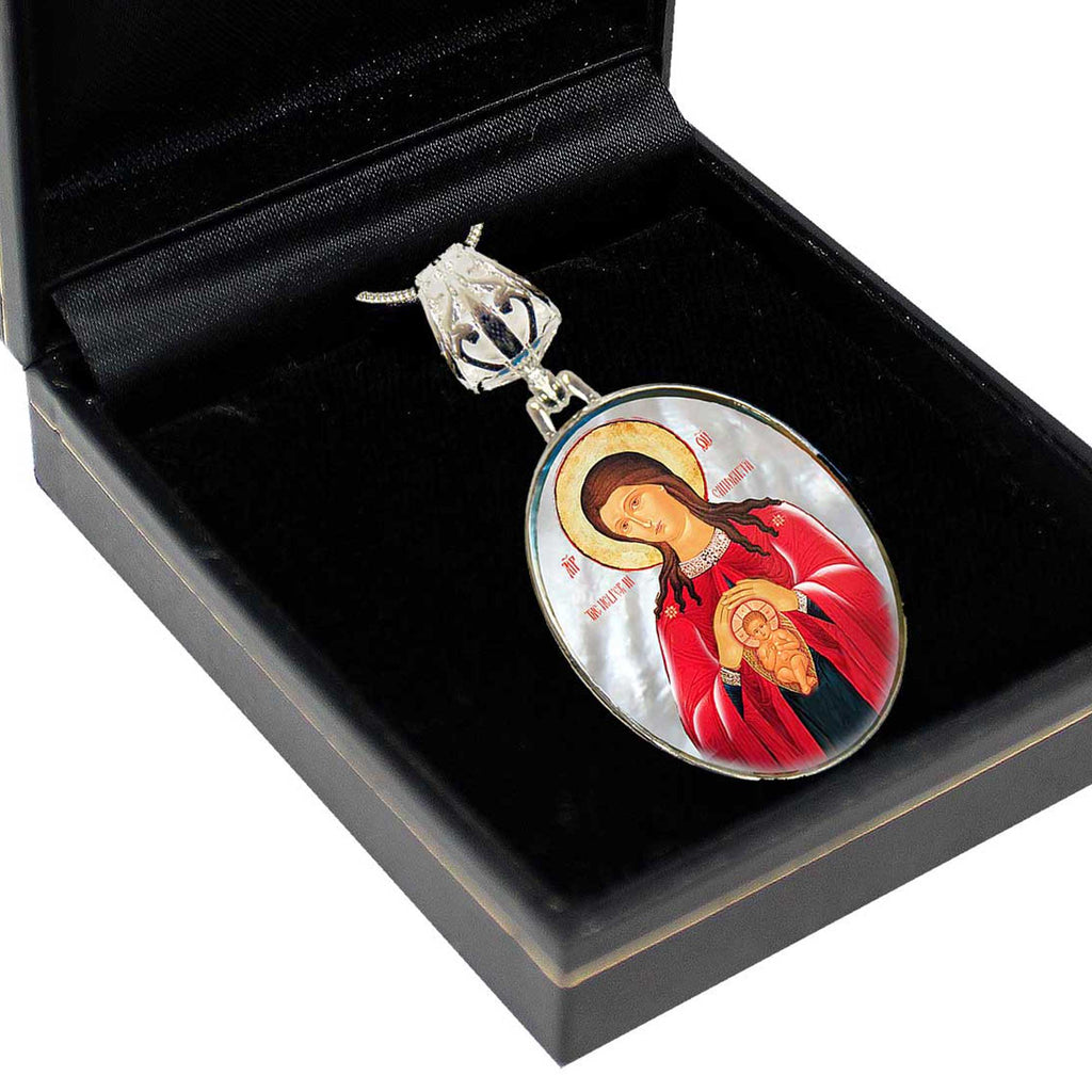 Jesus Silver Plated Mother of Pearl Necklace Jewelry - 43047
