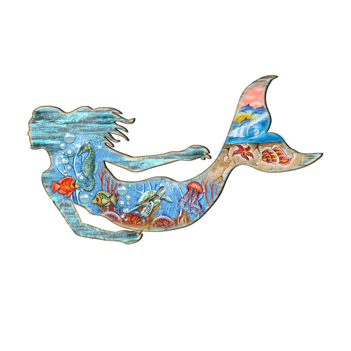 Rustic Mermaid Door Decor by G. DeBrekht - Coastal Holiday Decor - 81985142H