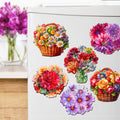 Bouquet of Flowers Decorative Eco Wood Magnets Set of 6 by G. Debrekht - Love Family Decor - 8090076G-S6