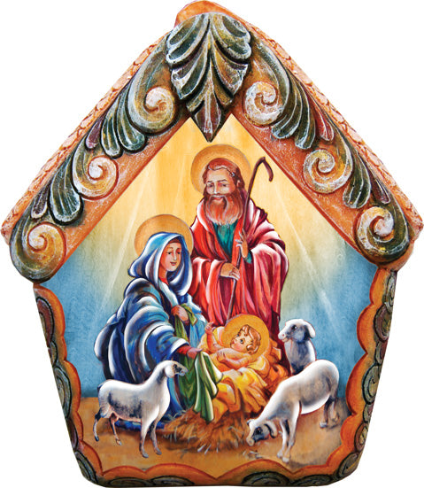 Nativity Scene Wrapped Wishes Dome Box Handcrafted Christmas Figurine - G. DeBrekht - Christmas Santa Snowman Decor - 585721