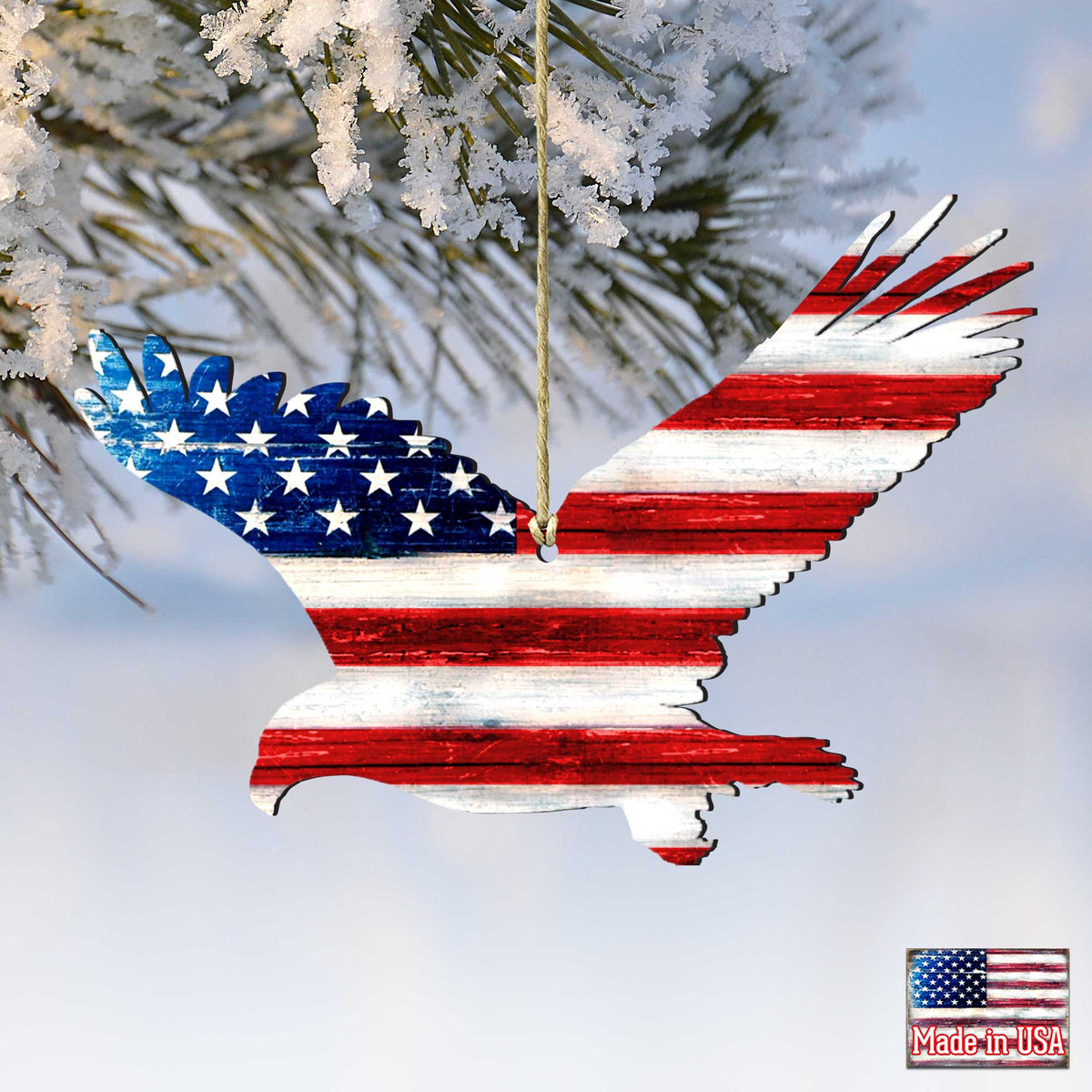 Eagle Freedom Rustic Wooden Ornaments - American Patriotic Decor - 8198912