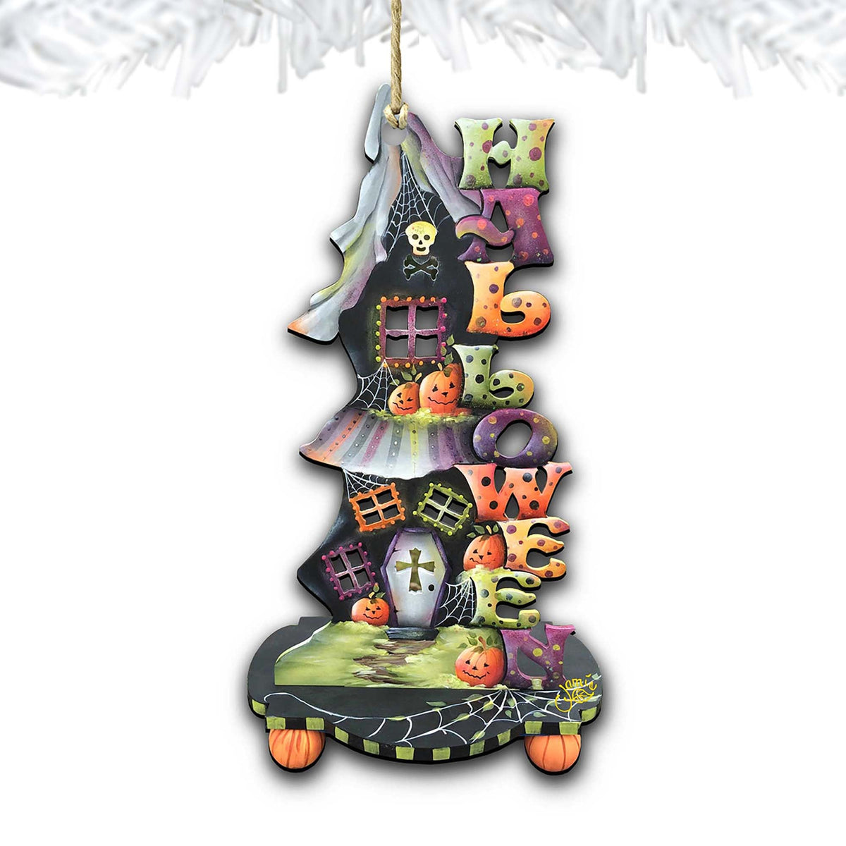 Halloween Candle Holder Wooden Ornaments by Jamie Mills-Price - Thanksgiving Halloween Decor - 8457402