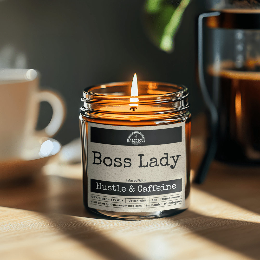 Boss Lady | Scent: Oakmoss & Amber | 9oz Work Candle | Malicious Women Co