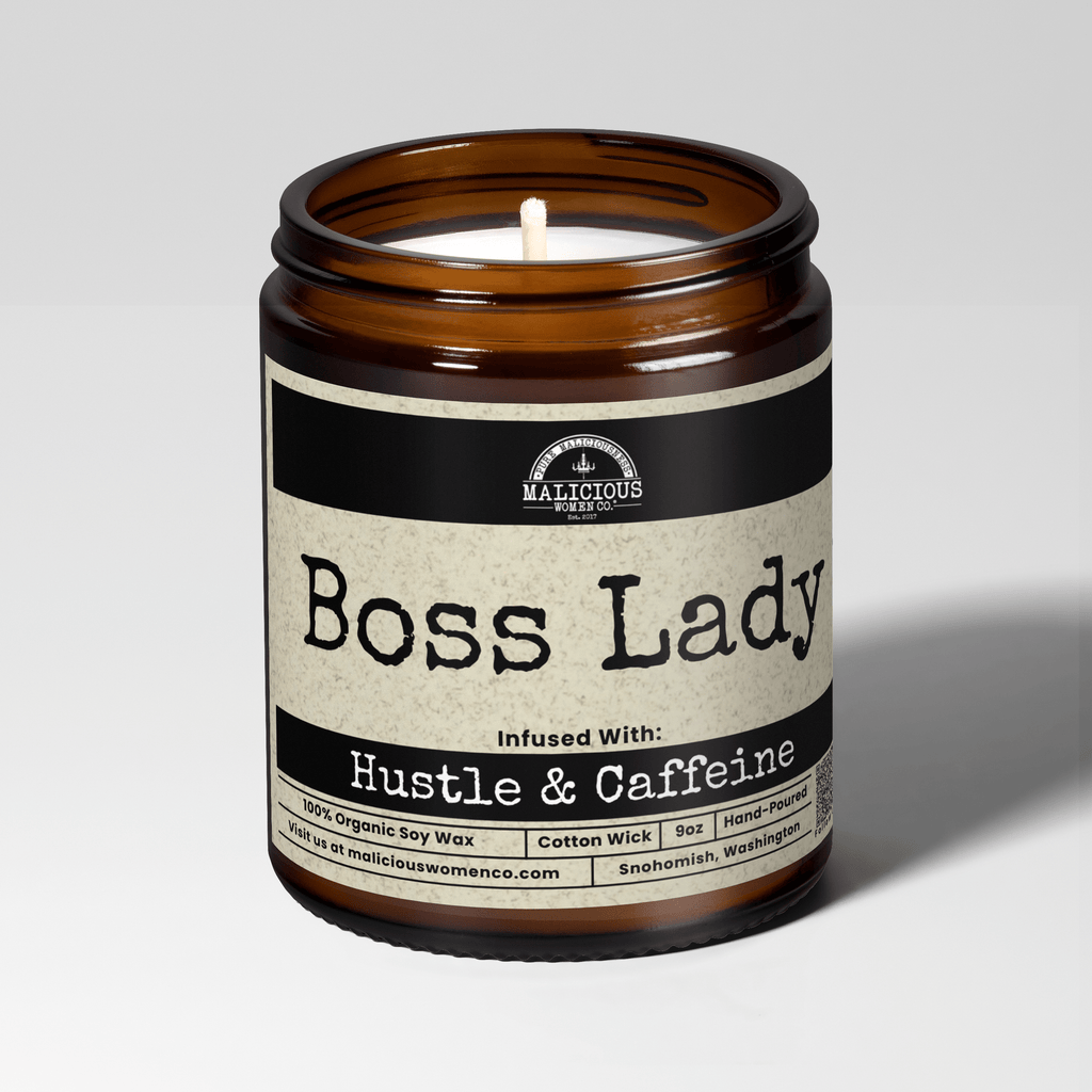Boss Lady | Scent: Oakmoss & Amber | 9oz Work Candle | Malicious Women Co