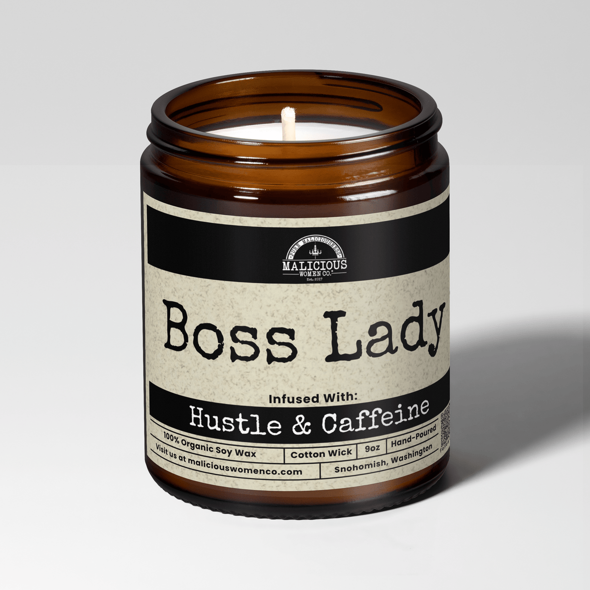 Boss Lady | Scent: Oakmoss & Amber | 9oz Work Candle | Malicious Women Co