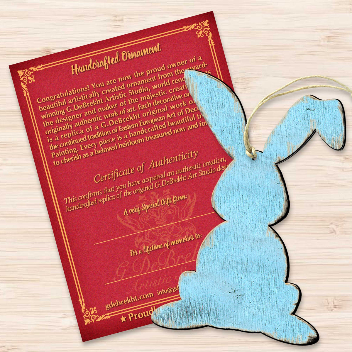 Blue Bunny Wood Ornaments Pair G. DeBrekht - Designocracy - 81991343-S2