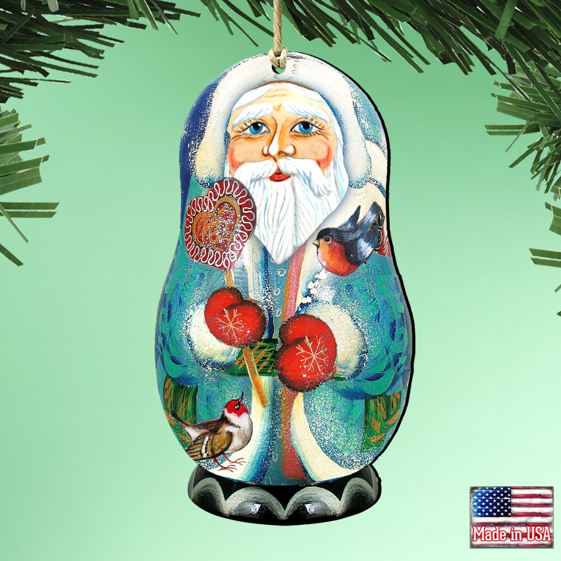 Father Frost Santa Matreshka Wooden Ornaments by G. DeBrekht - Christmas Santa Snowman Decor - 8110773
