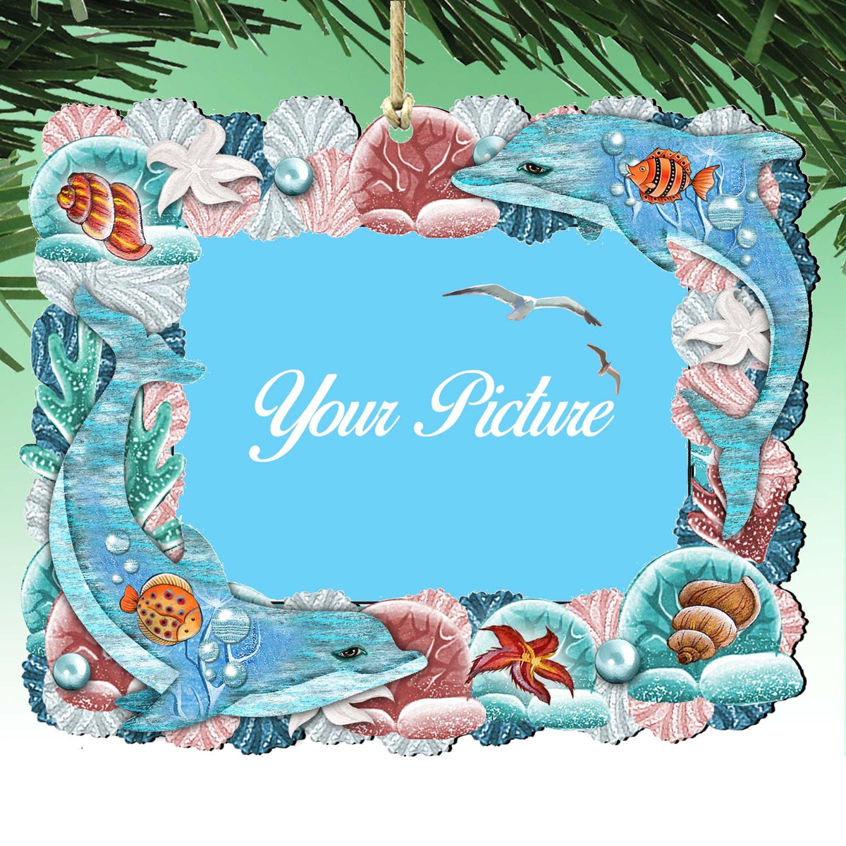 Dolphins Ornament Picture Frame Ornament for Photo by G. Debrekht - 8198519-2PF