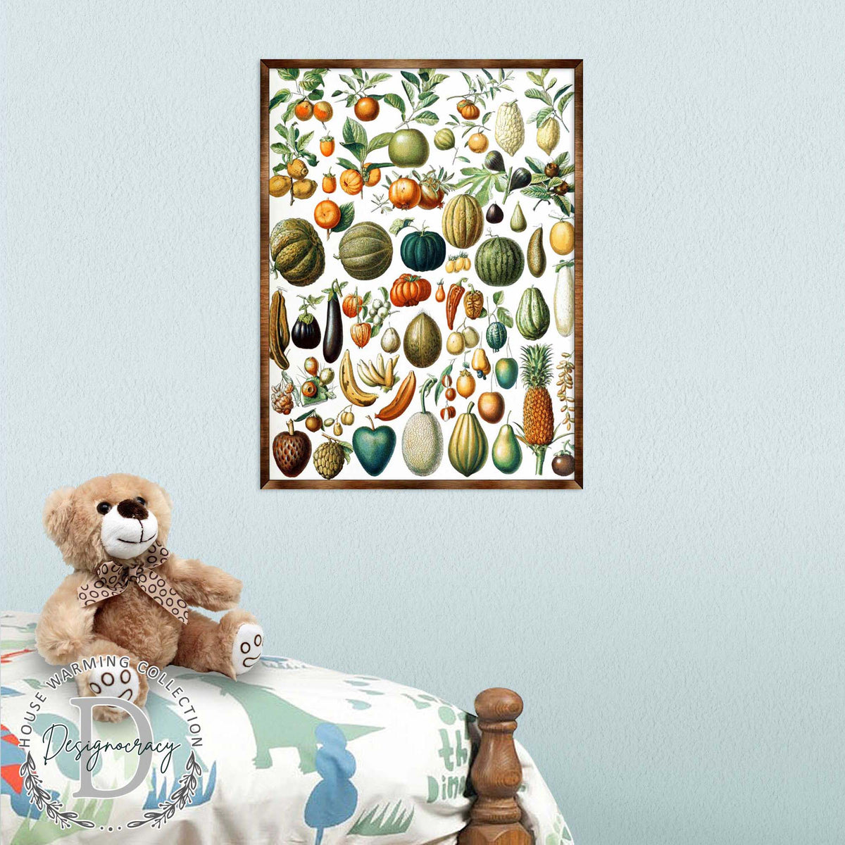Fruit Montessori Wooden Poster - Kids Educational Poster - Homeschool I Classroom Decor - Aesthetic - 310224