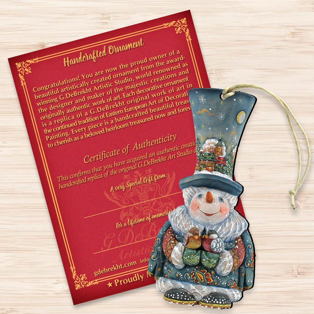 Old World Christmas Snowman Wooden Ornaments by G. DeBrekht - Christmas Santa Snowman Decor - 8116420